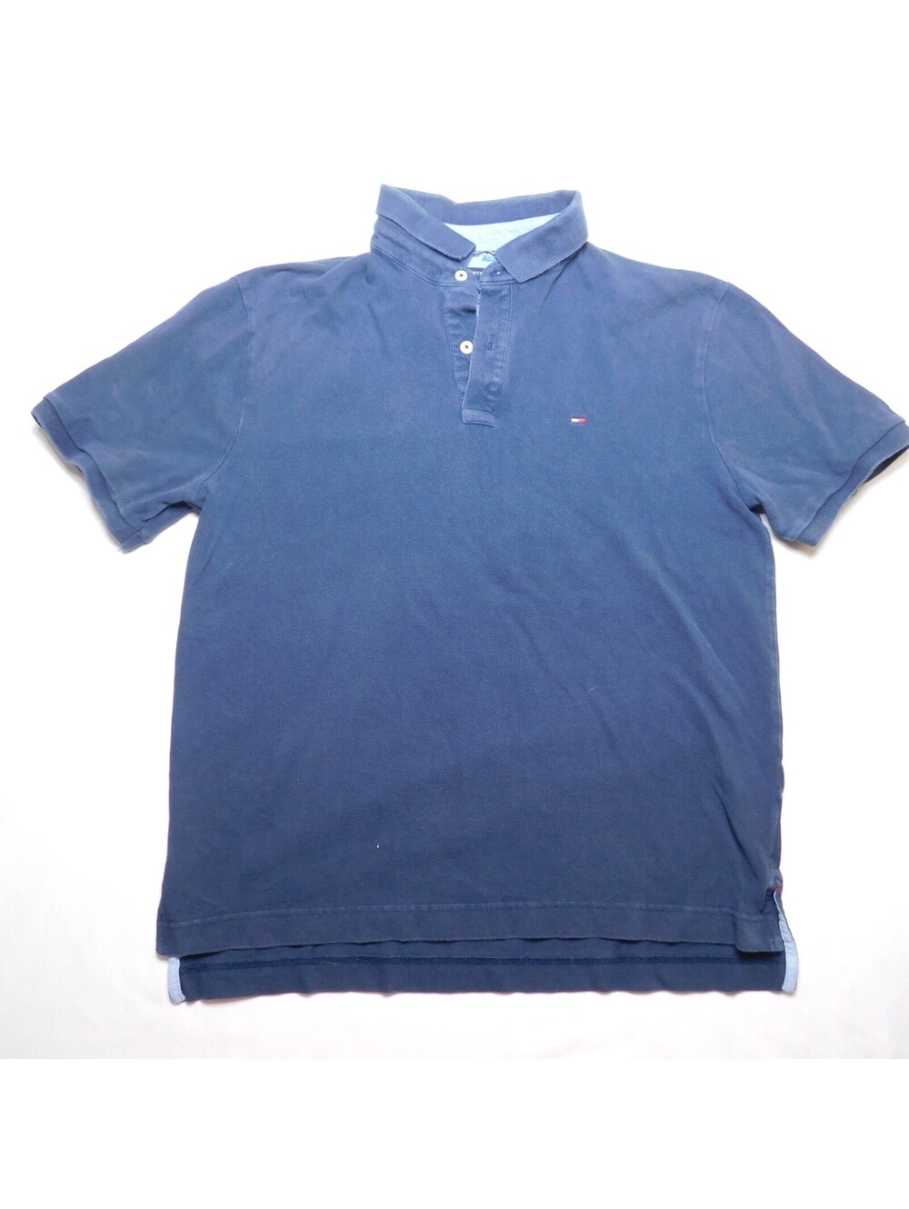 Tommy Hilfiger Polo Shirt Mens Medium M Blue Classic Fit Short Sleeve Flag Logo